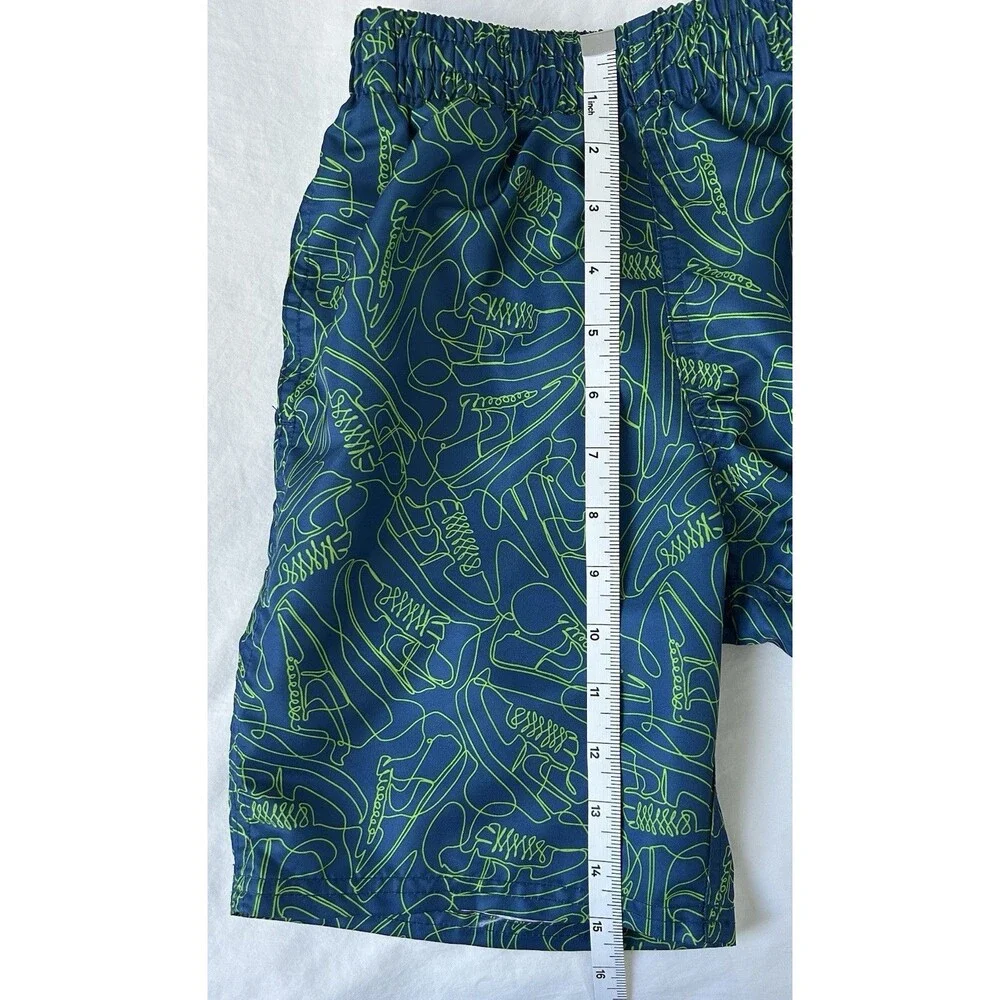 New Without Tags Nike Boys Swim Trunks Size M Blue/Neon Green Graphic Lined